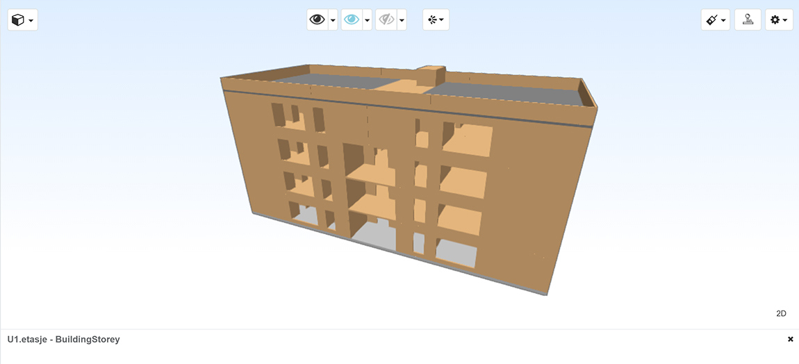 Bimsync 3D-Modell außerhalb der Gebäudevisualisierung für den Unterricht