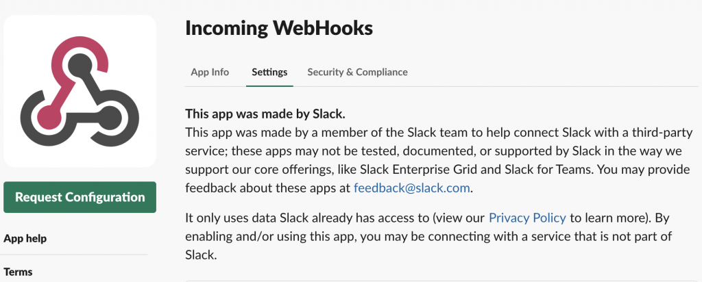 Be om konfigurasjon Webhook