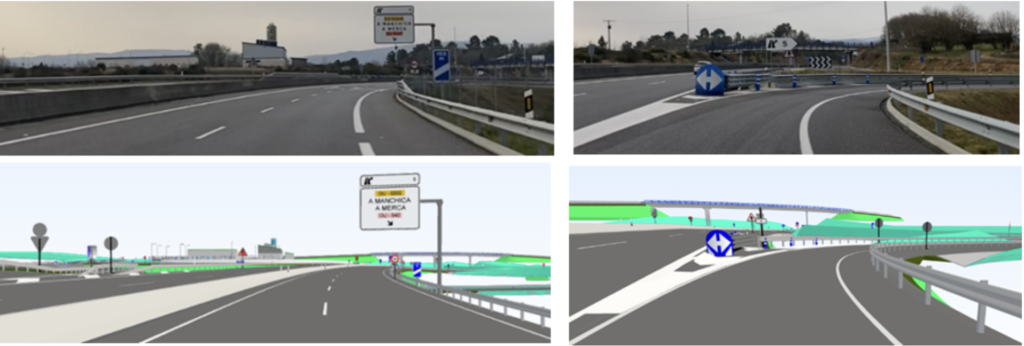 Comparison between images taken "in situ" and images extracted from a 3D road model.