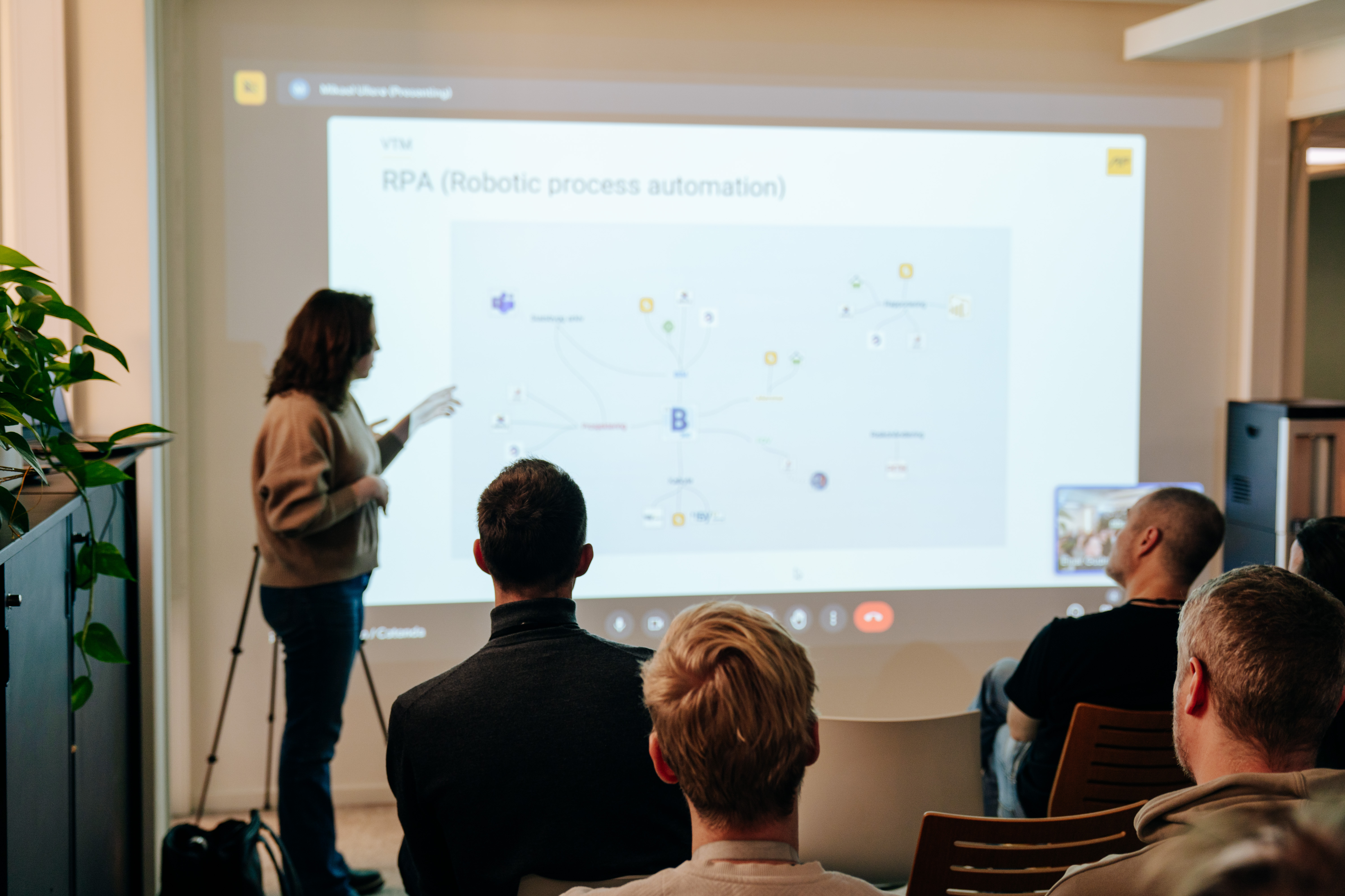 Maria Bagdasaryan - VDC & BIM Coordinator for the project explaining Robotic Process Automation (RPA) and its benefits for improving project efficiency and productivity