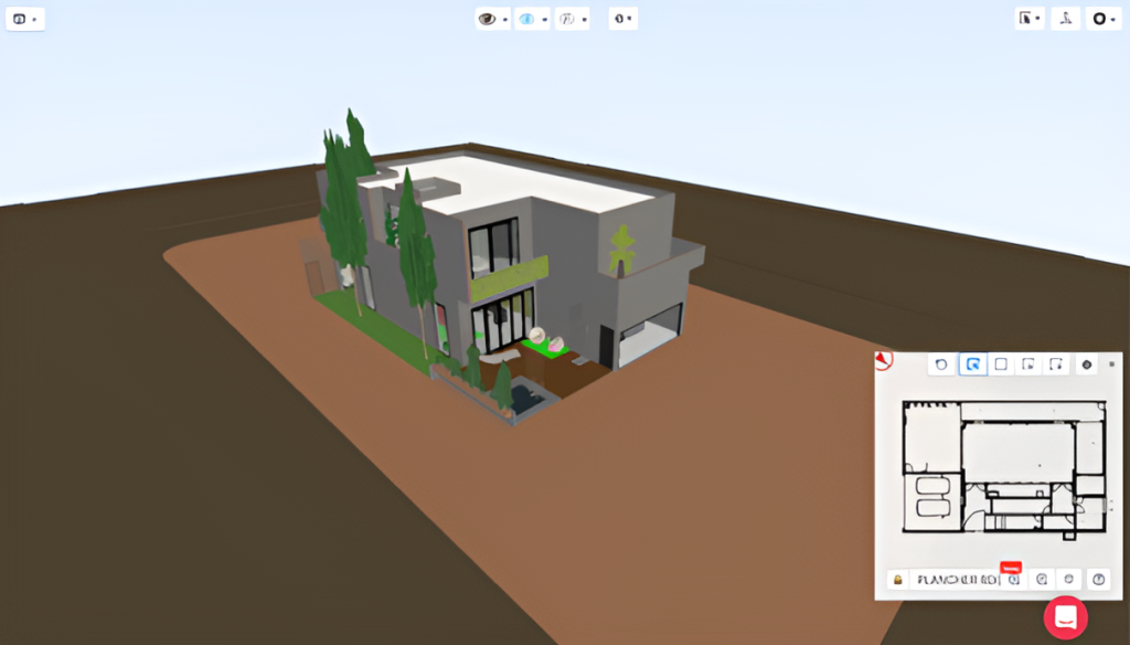 3D-Ansicht des Mia-Modells, global links, horizontaler Schnitt rechts
