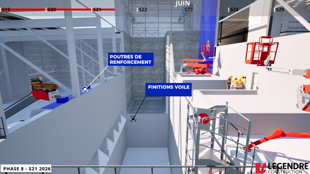 Snippet 2 from Legendre's construction process simulation video: Reinforcement beams