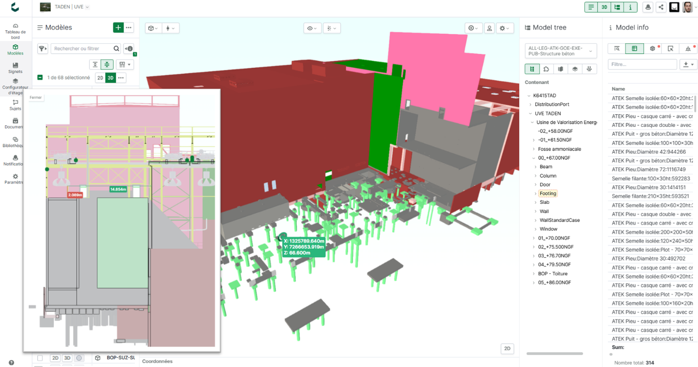 View of the piling model in Catenda Hub