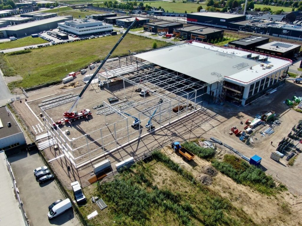 Aerial view of a large-scale commercial building site by Aan de Stegge Twello.