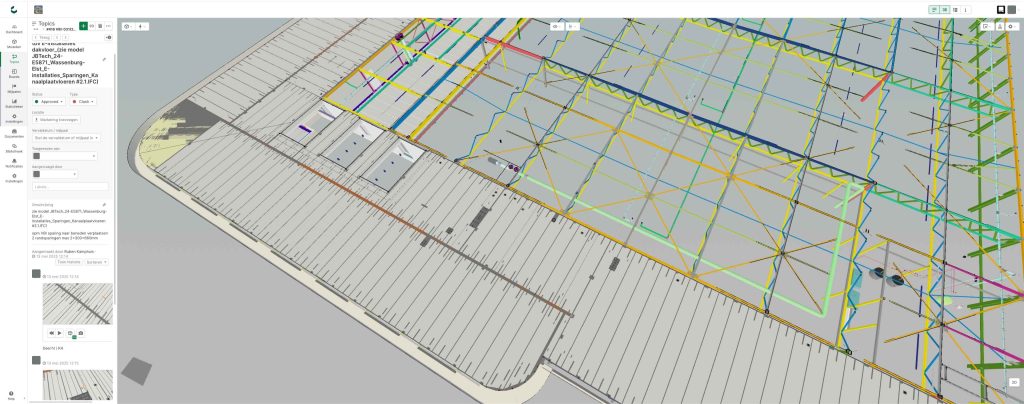 Catenda Hub 3D viewer showing floor systems and MEP.